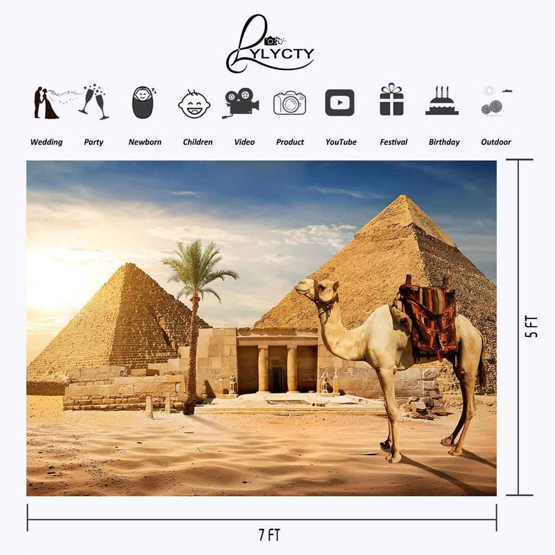 LYLYCTY خلفية هرمية قديمة الحضارة المصرية 7x5 قدم مع جمل لالتقاط الصور LYLYCTY - Image 3
